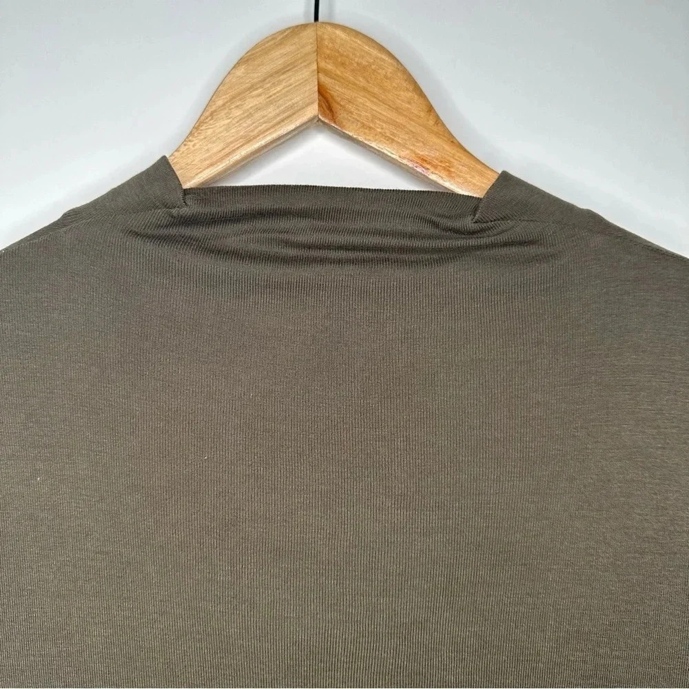 TED BAKER Khaki Green Neyda Long Sleeve Jersey Drape Dress Size 2 - Picture 12 of 15